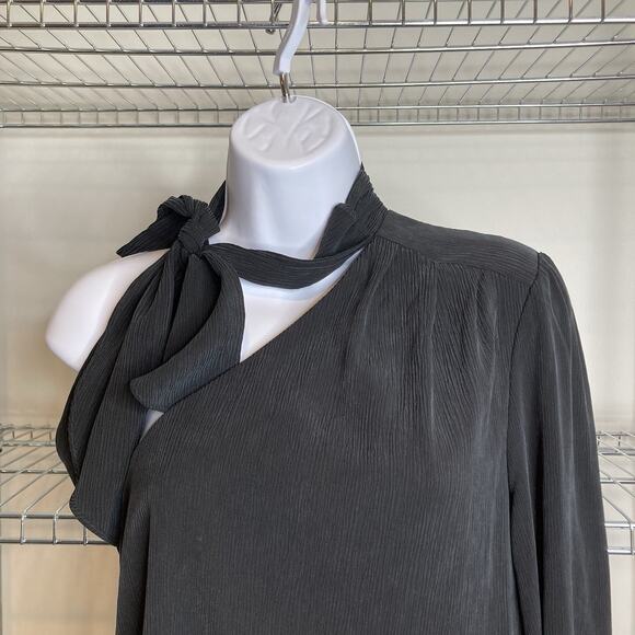 AG Adriano Goldschmied Women's Black One Shoulder Malia Tie Neck Blouse Size S - Picture 9 of 13